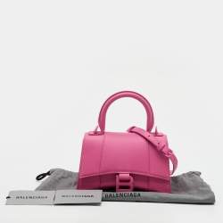 Pre Owned Balenciaga Pink Leather XS Hourglass Top Handle Bag
