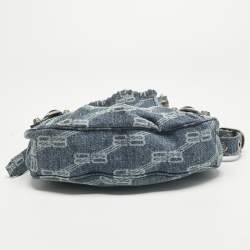 Pre Owned Balenciaga Blue BB Monogram Denim XS Le Cagole Shoulder Bag