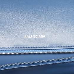 Pre Owned Balenciaga Blue BB Monogram Denim Small Hourglass Top Handle Bag