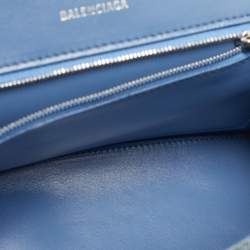 Pre Owned Balenciaga Blue BB Monogram Denim Small Hourglass Top Handle Bag