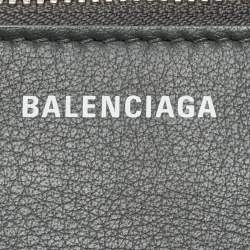 Pre Owned Balenciaga Everyday Grey Leather Zip Pouch 