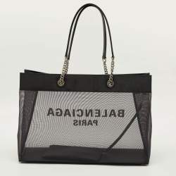 Pre Owned Balenciaga Duty Free Large Black Mesh Nylon Tote