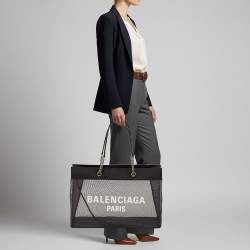 Pre Owned Balenciaga Duty Free Large Black Mesh Nylon Tote