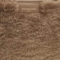 Pre Owned Balenciaga Bazar Brown Shearling Fur and Leather Pouch