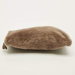 Pre Owned Balenciaga Bazar Brown Shearling Fur and Leather Pouch