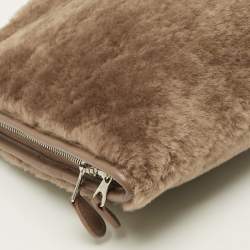 Pre Owned Balenciaga Bazar Brown Shearling Fur and Leather Pouch