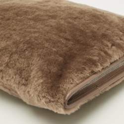 Pre Owned Balenciaga Bazar Brown Shearling Fur and Leather Pouch