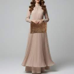 Pre Owned Balenciaga Bazar Brown Shearling Fur and Leather Pouch