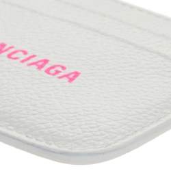 Pre Owned Balenciaga White Leather Logo Card Holder