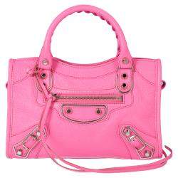Pre Owned Balenciaga Pink Motocross Classic Mini Leather City Tote Bag