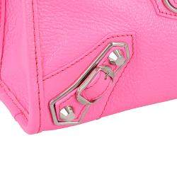 Pre Owned Balenciaga Pink Motocross Classic Mini Leather City Tote Bag