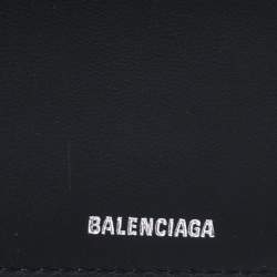 Pre Owned Balenciaga Black Leather Logo Bifold Wallet
