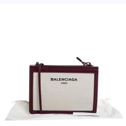 Pre Owned Balenciaga Maroon/Beige Canvas and Leather AJ Clutch