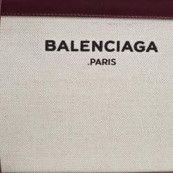 Pre Owned Balenciaga Maroon/Beige Canvas and Leather AJ Clutch
