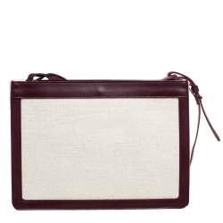 Pre Owned Balenciaga Maroon/Beige Canvas and Leather AJ Clutch