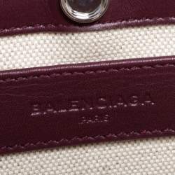 Pre Owned Balenciaga Maroon/Beige Canvas and Leather AJ Clutch
