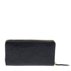 Pre Owned Balenciaga Grey Leather Motocross Classic Zip Continental Wallet