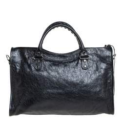 Pre Owned Balenciaga Black Leather Classic RH City Tote