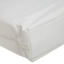 Pre Owned Balenciaga White Leather Medium Logo Print North South Shopper Tote