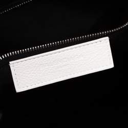 Pre Owned Balenciaga White Leather Medium Logo Print North South Shopper Tote