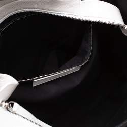Pre Owned Balenciaga White Leather Medium Logo Print North South Shopper Tote