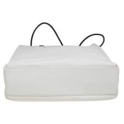 Pre Owned Balenciaga White Leather Medium Logo Print North South Shopper Tote