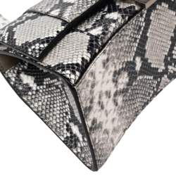 مملوكة مسبقًا Balenciaga Black/Grey Python Embossed Leather Hourglass Top Handle Bag