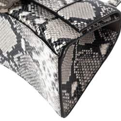 مملوكة مسبقًا Balenciaga Black/Grey Python Embossed Leather Hourglass Top Handle Bag