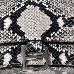 مملوكة مسبقًا Balenciaga Black/Grey Python Embossed Leather Hourglass Top Handle Bag