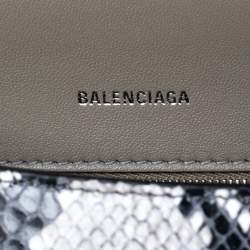 مملوكة مسبقًا Balenciaga Black/Grey Python Embossed Leather Hourglass Top Handle Bag