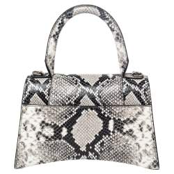 مملوكة مسبقًا Balenciaga Black/Grey Python Embossed Leather Hourglass Top Handle Bag