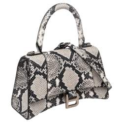 مملوكة مسبقًا Balenciaga Black/Grey Python Embossed Leather Hourglass Top Handle Bag