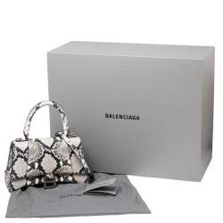 مملوكة مسبقًا Balenciaga Black/Grey Python Embossed Leather Hourglass Top Handle Bag