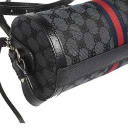 Pre Owned حقيبة بوسطون بالنسياغا x غوتشي ذا هاكر بروجيكت جلد وكانفاس أسود