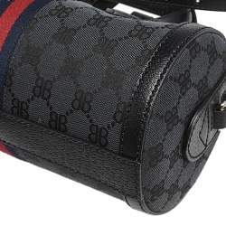 Pre Owned حق يبة بوسطون بالنسياغا x غوتشي ذا هاكر بروجيكت جلد وكانفاس أسود