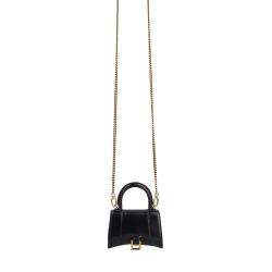 مملوكة مسبقًا Balenciaga Women's Hourglass top handle mini handbag with chain in black