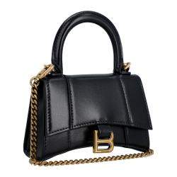 مملوكة مسبقًا Balenciaga Women's Hourglass top handle mini handbag with chain in black