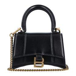 مملوكة مسبقًا Balenciaga Women's Hourglass top handle mini handbag with chain in black
