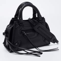 Pre Owned Balenciaga Black Leather Mini Neo Classic Tote