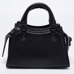 Pre Owned Balenciaga Black Leather Mini Neo Classic Tote