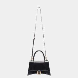 Pre Owned Balenciaga Black Leather Small Hourglass Top Handle Bag Bag