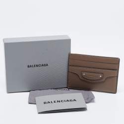 مملوكة مسبقًا Balenciaga Brown Grained Leather Neo Classic Card Holder