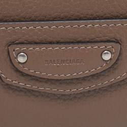 مملوكة مسبقًا Balenciaga Brown Grained Leather Neo Classic Card Holder