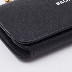 مملوكة مسبقًا Balenciaga Black Leather Everyday Wallet on Chain