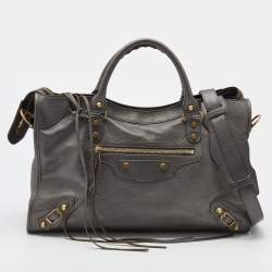 Pre Owned Balenciaga Grey Leather Motocross Classic City Bag
