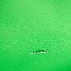 Balenciaga Green Croc Embossed Leather Embellished Hourglass XS Top Handle Bag
