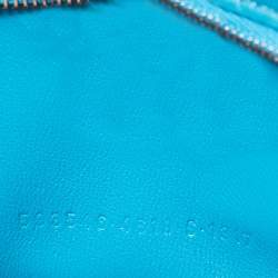 Pre Owned Balenciaga Blue Croc Embossed Leather Hourglass Top Handle Bag