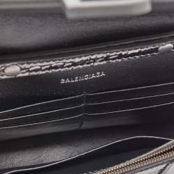 Pre Owned Balenciaga Grey Croc Embossed Patent Leather Small Hourglass Wallet on Chain