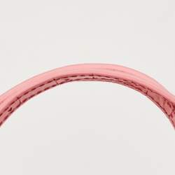 Pre Owned Balenciaga Pink Ombre Croc Embossed Leather Small Hourglass Top Handle Bag