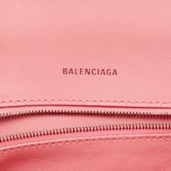 Pre Owned Balenciaga Pink Ombre Croc Embossed Leather Small Hourglass Top Handle Bag